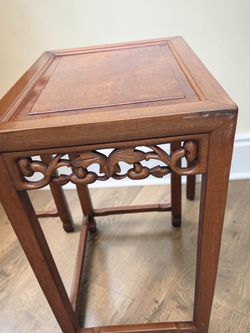 Vintage Chinese Carved Wood Nesting Tables – Set of 4-#1185