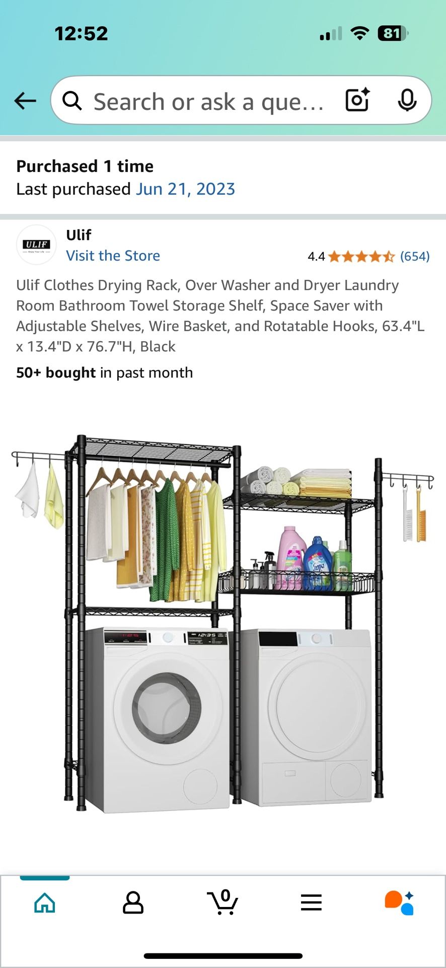 Over Dryer And Washer Laundry Room Rack