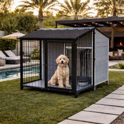 Coziwow 46"L 2-in-1 Wooden Aluminum Outdoor Dog House with Run worth $369
