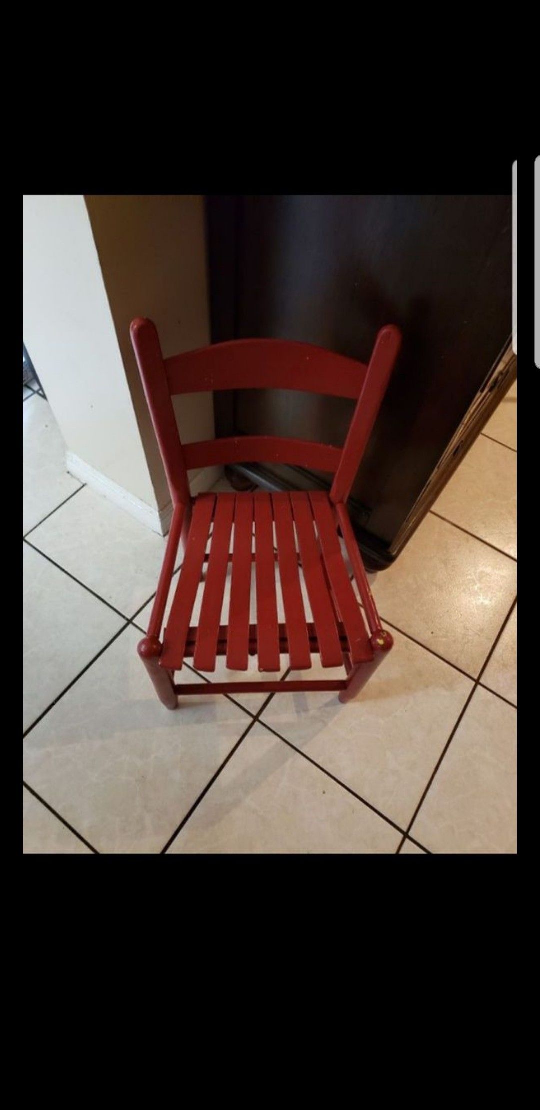 Kids Solid Wood Red Chair