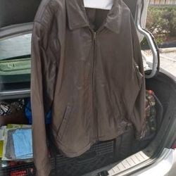 Brown Leather Jacket - R & R Casual, Size XL, Nice Condition, Pride $100, Sell Used $35
