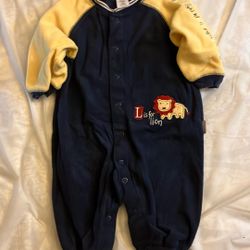 Baby Infant Boys Size 6 Months L Is For Lion Non Footed Fleece 1 Pc  Outfit
