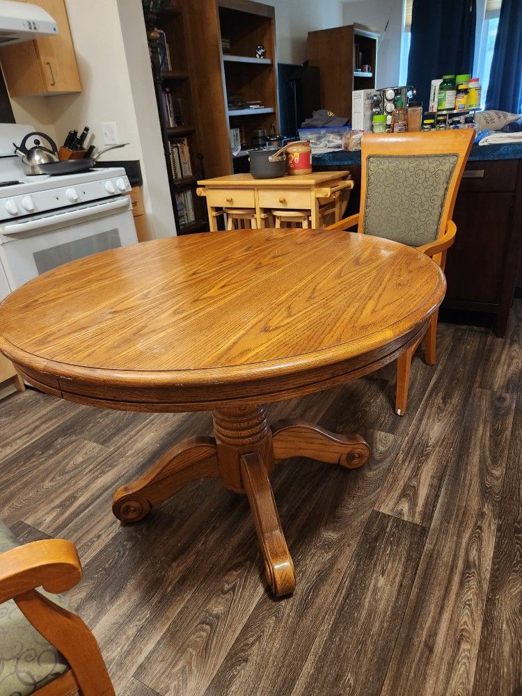 Round ANTIQUE Table And Two Chairs 