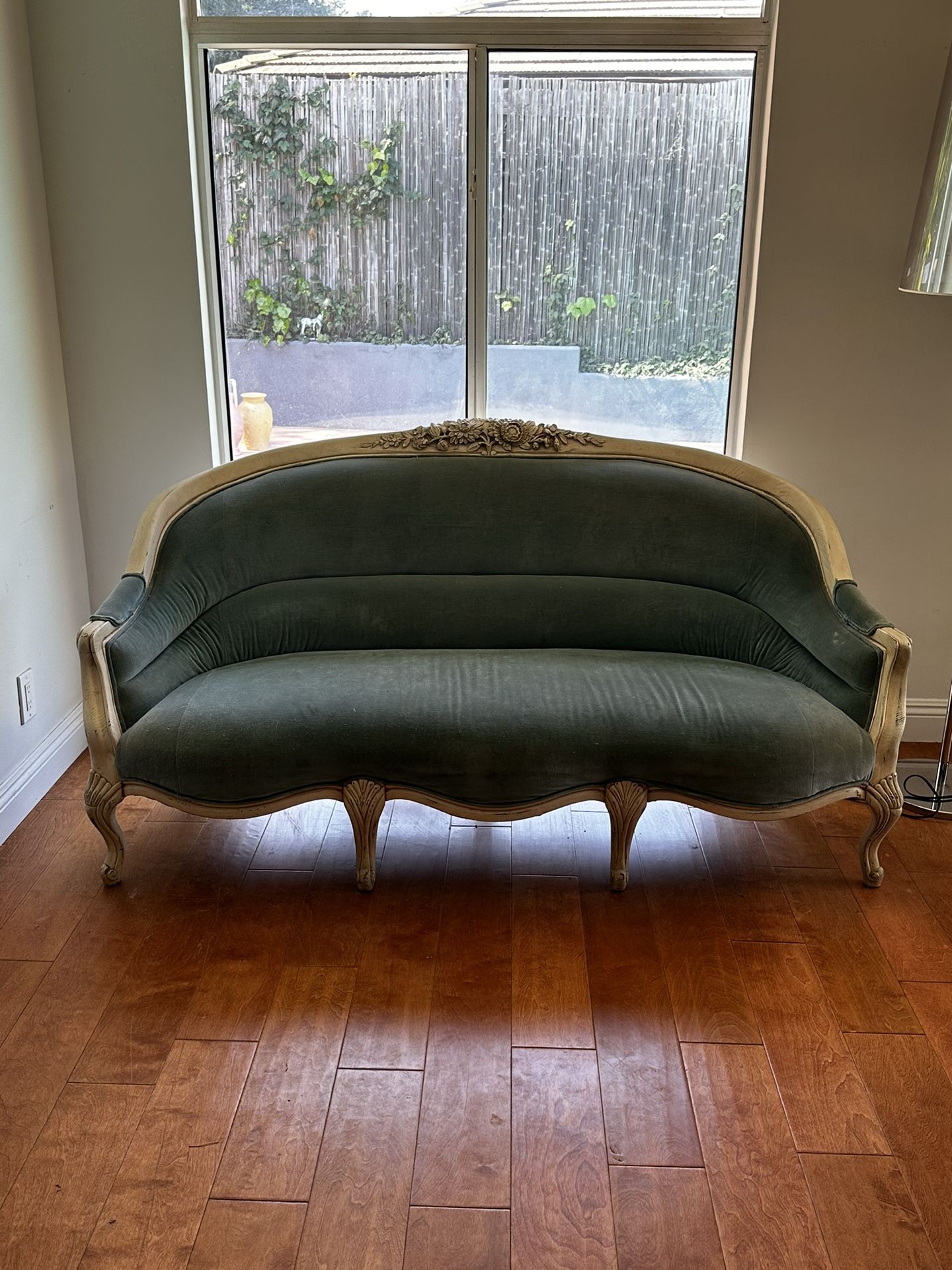 Anthropologie Amelie French Blue Velvet Sofa