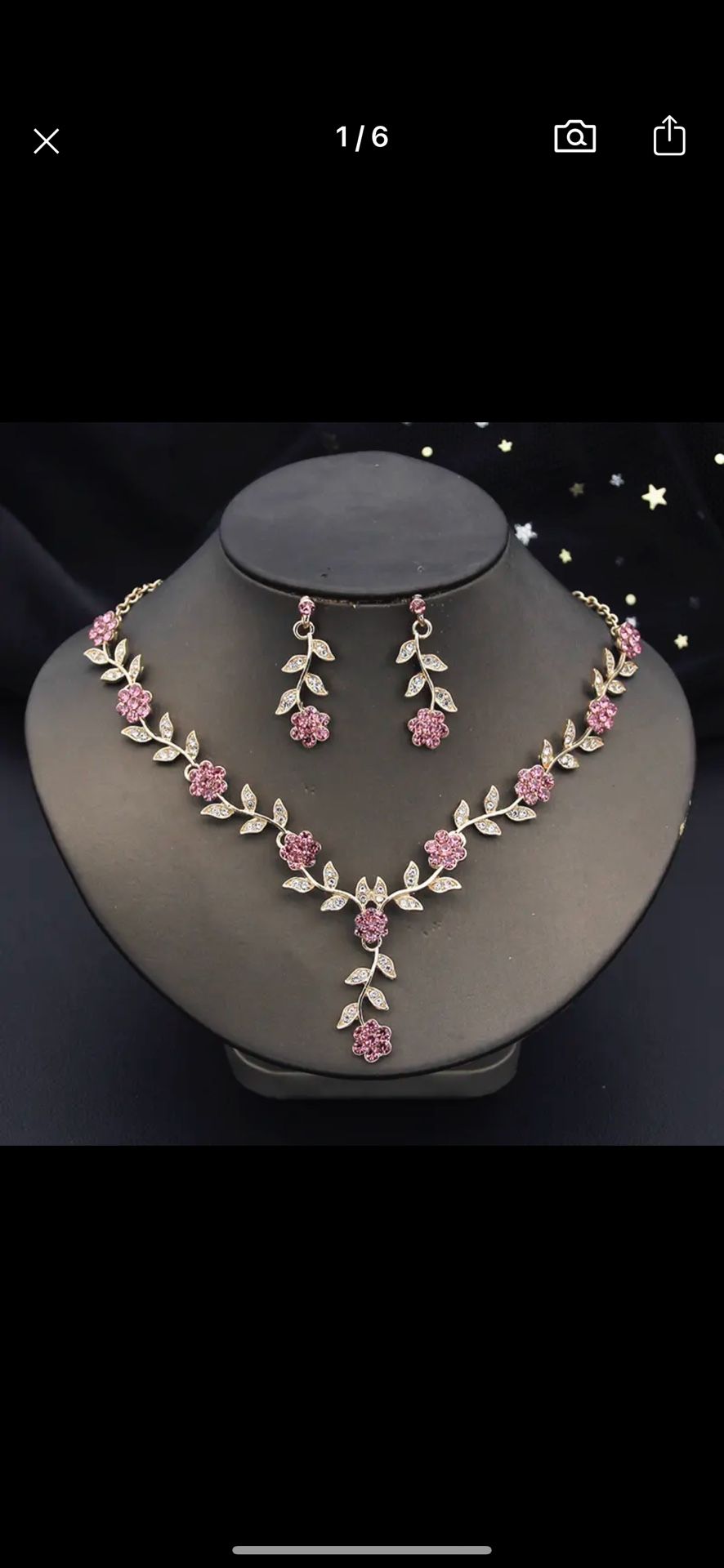 Rhinestone Bride Jewelry Sets for Women Luxury Flower Choker Necklace Earrings
