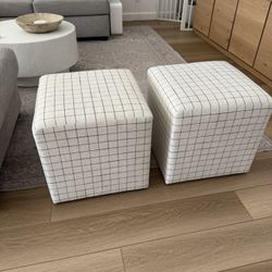 Square Ottoman Pouf Plaid