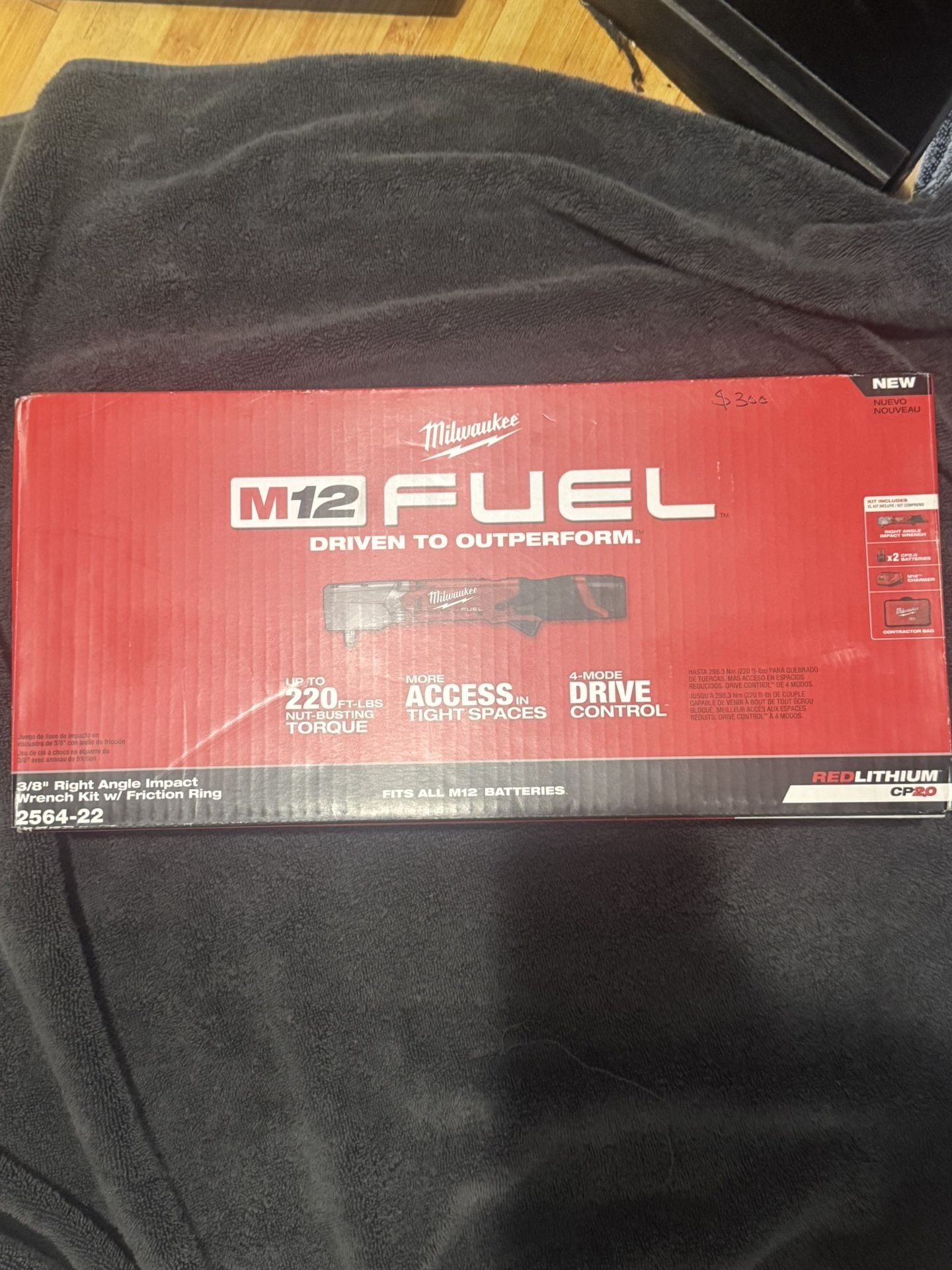 M12 FUEL 12V Lithium-Ion Brushless Cordless 3/8 in. Right Angle Impact Wrench Kit with Two 2.0 Ah Batteries