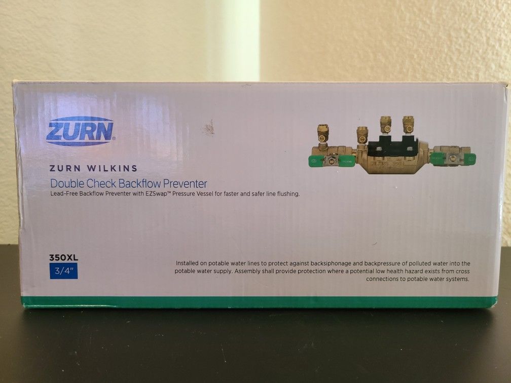 Zurn Wilkins 350XL 3/4" Double Check Backflow Preventer With Lead-Free Brass&EZ