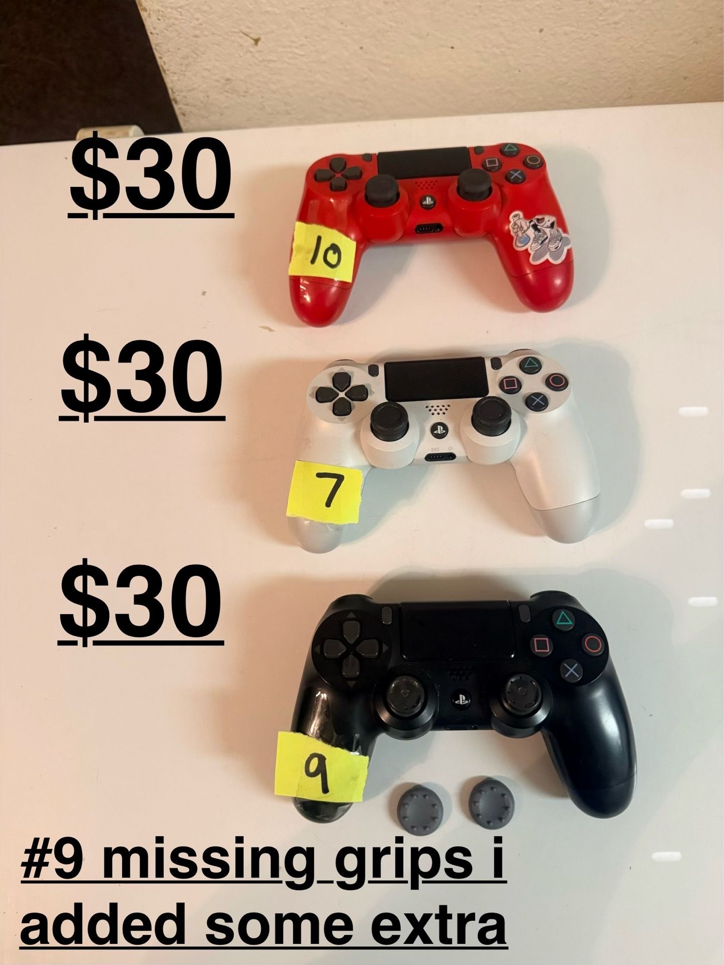 PlayStation 4 Controllers $30 EACH FIRM (tested) (NO TRADES) (NO STICK DRIFT)#9 missing grips but I put extra ones