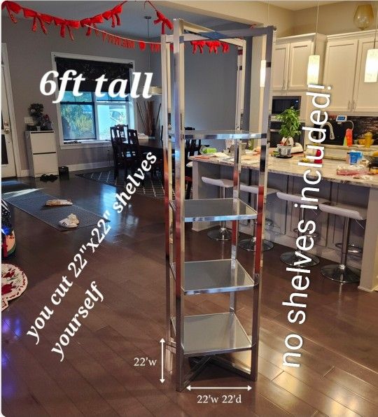 Can Deliver Industrial Metal Shelving Frame – 6ft Tall, u cut your own 22"x22" Shelves