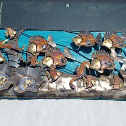 Ocean Fish Metal Wall Sculptire 4 Ft Long