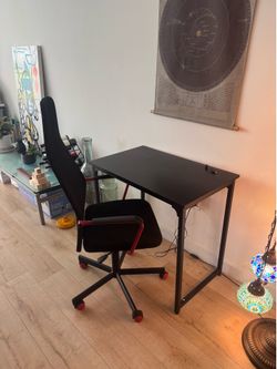 Desk and chair.