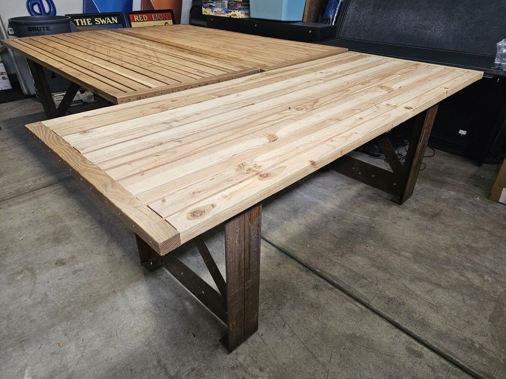 (4) Unique BOHO Dining Outdoor/ Indoor Large Wood Table With Rustic Cast Iron Legs
SEE DESCRIPTION