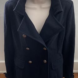 Levi’s Women’s Navy Blue Wool Blend Double Breasted Pea Coat, size M