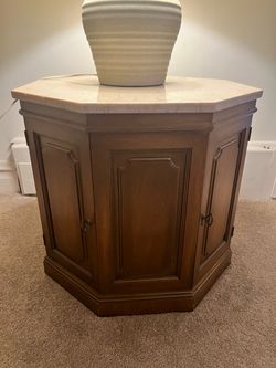 Vintage Weiman / T.W.C. Octagonal Marble-Top Commode Table (Made in Portugal)