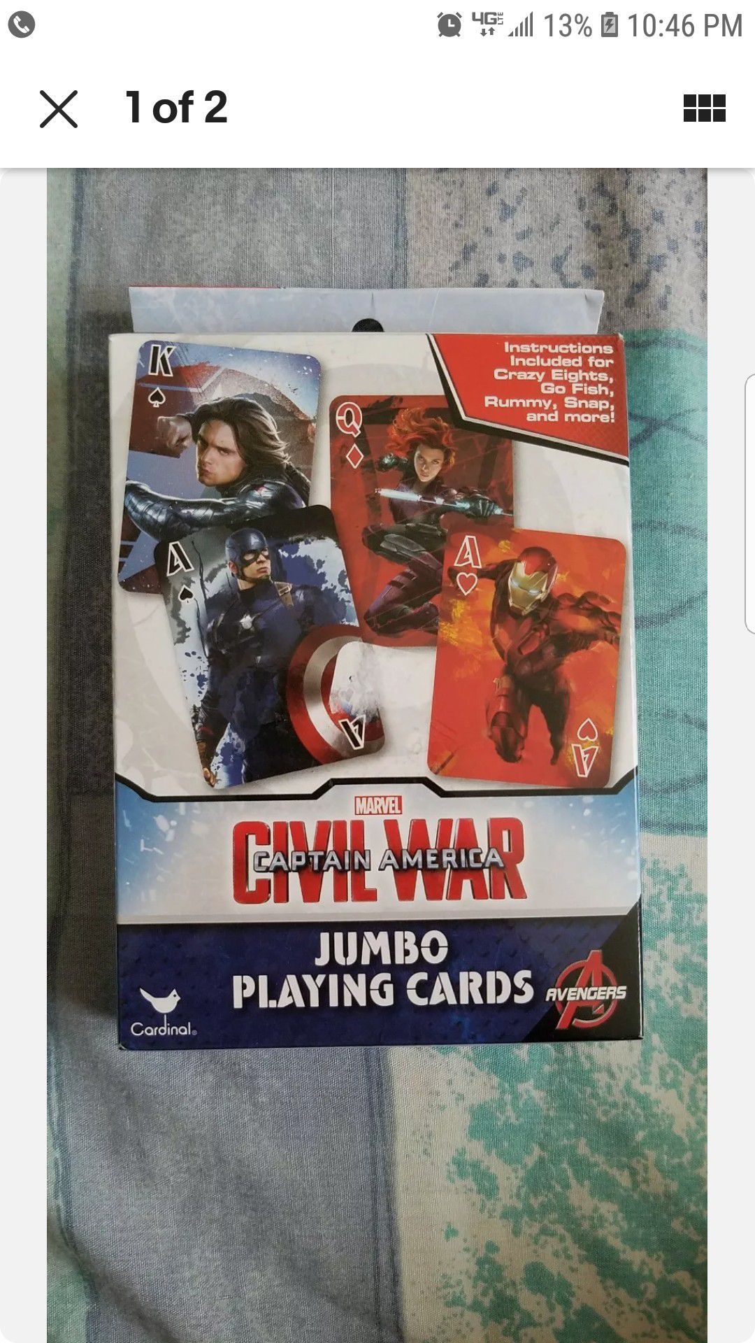 MARVEL AVENGERS Captain America Civil War Jumbo Playing Cards New