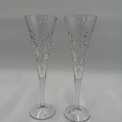 Set of 2 Lenox Irish Spring MacKenna Flute Glasses. Irish Cut Crystal-New In Box