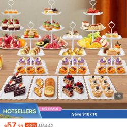 10 Pcs Cake Stand White Plastic Dessert Table Display Set 4 Pcs 3 Tired Cupcake Stand Cookie Tray Rack Serving Tray Cake Display Tower 6 Pcs