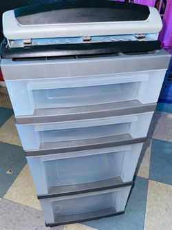 Rolling storage cart organizer and Hole punch