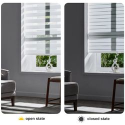 Persilux Zebra Roller Shades – 32" x 72" Cordless Blinds, White (E38)