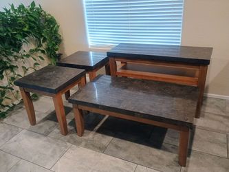 4-Piece Stone Top Coffee and End Table Set