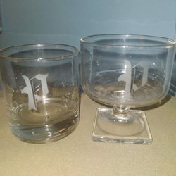 Monogrammed  Gold Rim Glass Cups (2 Sets)