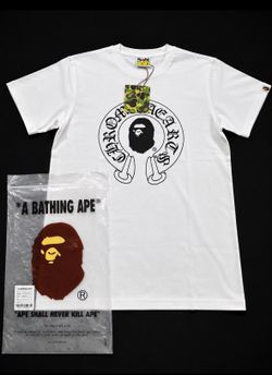 Bape white chrome heart T