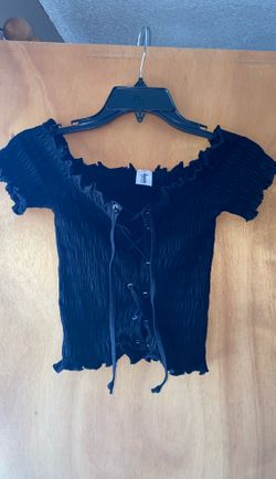 Black ruffle crop top