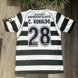 Sporting Lisbon CP Home Retro Soccer Jersey C. Ronaldo 28 Vtg Football Shirt (Camiseta De Futbol)