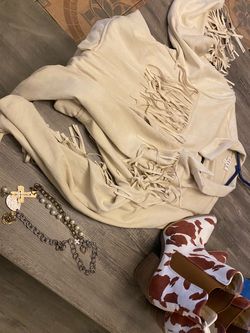 Cream Suede Fringe Jacket