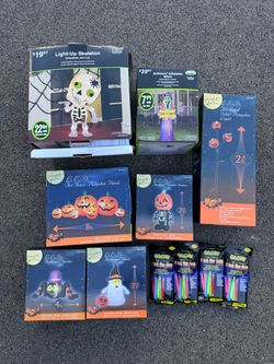 NEW Halloween Decorations Lot Airblown Inflatables Witch Ghost Pumpkin Skeleton