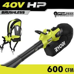 40V HP Brushless 100 MPH 600 CFM Cordless Leaf Blower/Mulcher/Vacuum (Tool Only)