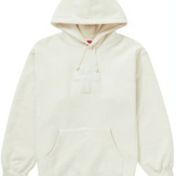 Supreme Cross Box Logo Hooded Sweatshirt Natural Size Medium