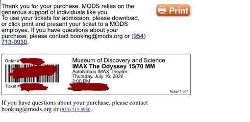 The Odyssey Movie 70MM Ticket