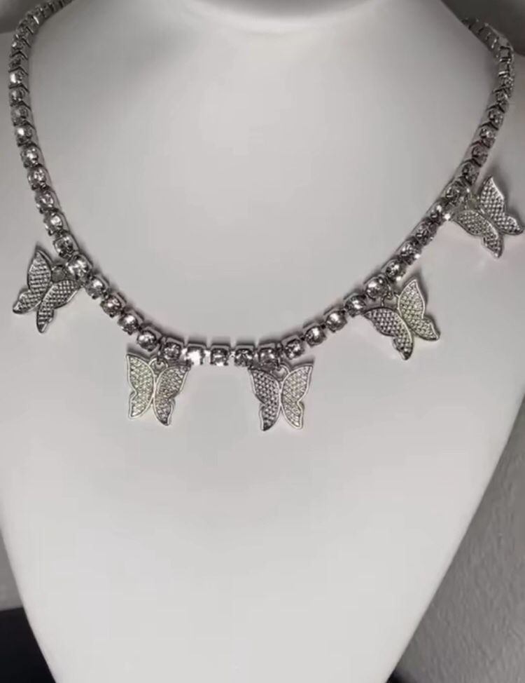 Gold/silver plated tennis chain necklace cubic zirconia