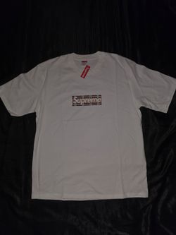 Supreme x Burberry Box Logo T-Shirt, White, Size M, L & XL