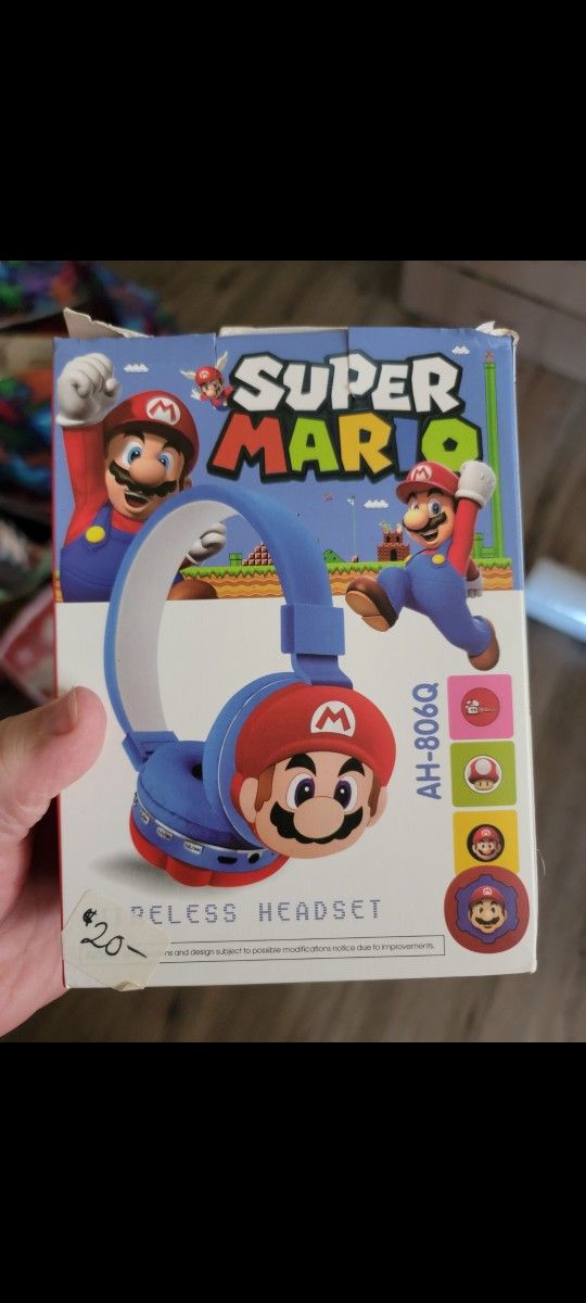 Super Mario Brothers Bluetooth Blue Headsets Brand New