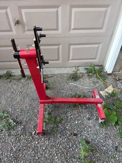 Red automotive engine stand
