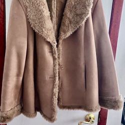 St. John's Bay faux suede and faux fur lined Penny Lane style jacket.