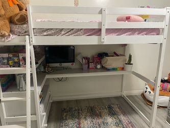 Loft bed with desk and storage underneath