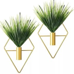 Wall Planter Hanging Vase Decorative Geometric Metal Wall Plant Holder
