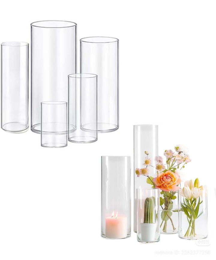 5pcs Glass Vase Cylinder Vases for Centerpieces Small Flower Glass Clear Vases Home Decor Centerpiece Table Flower