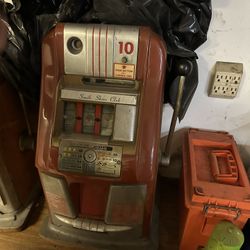 Vintage Antique Mechanical Slot Machine – South Tahoe Casino Reel Strips – Fully Original