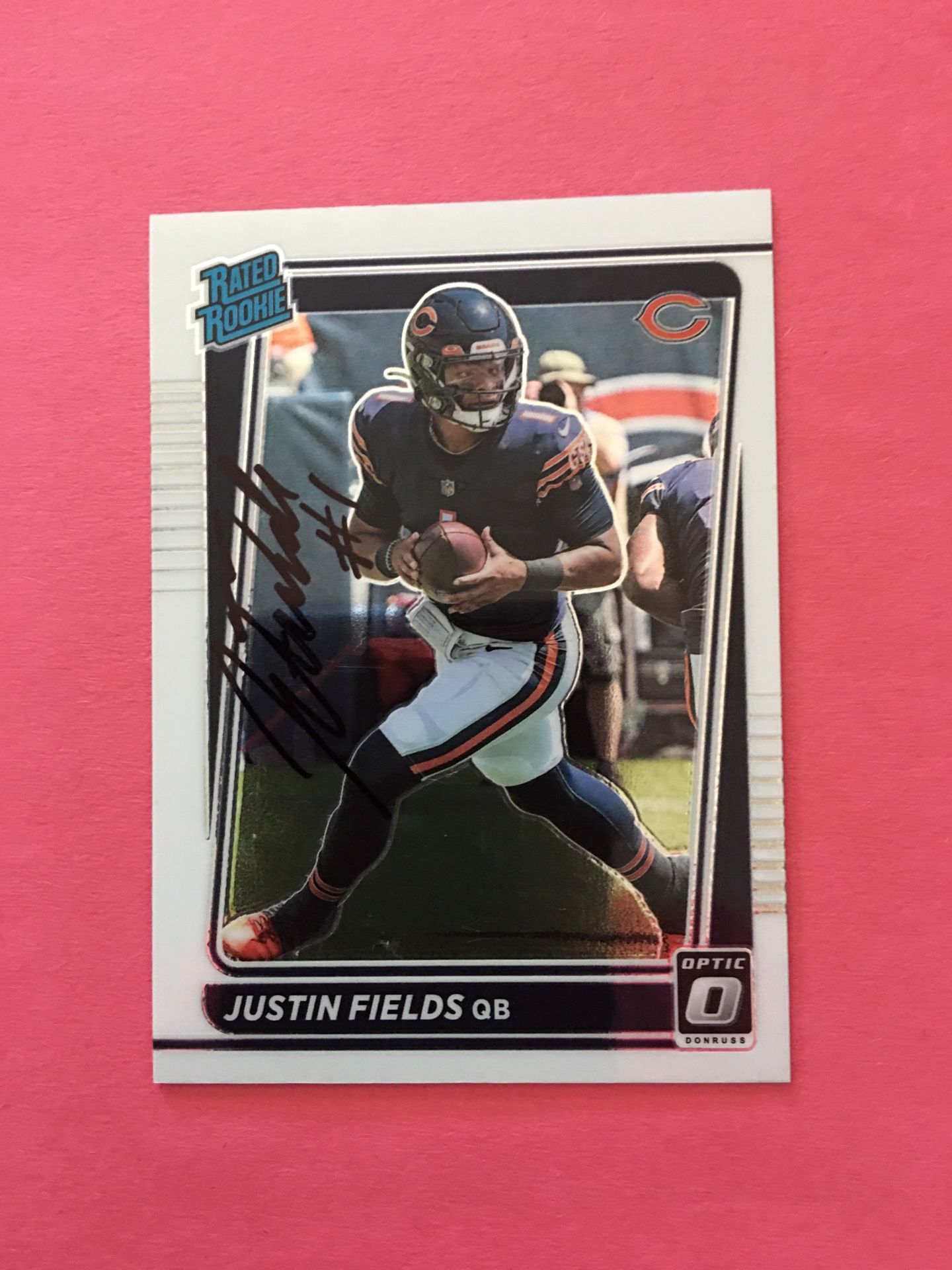 Autograph Card Signed By Nfl Star Justin Fields.