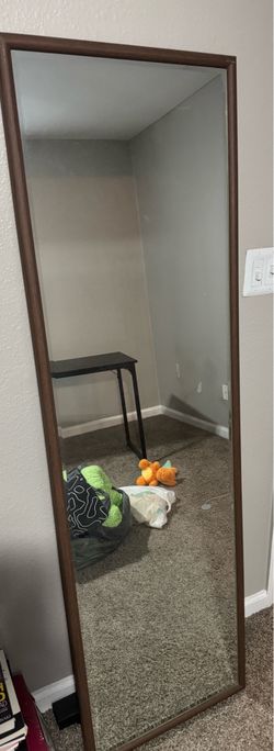 Standing mirror with a dark outline and a kickstand (65”)