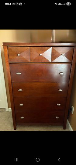 Wood Queen Bed And CHEST