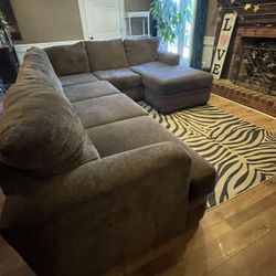 Brown/dark Taupe Sectional Couch 