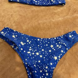 Cute Starry Night Bikini Top And Bottom Size Medium
