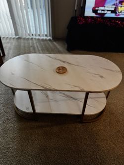 White Faux Marble Coffee Table