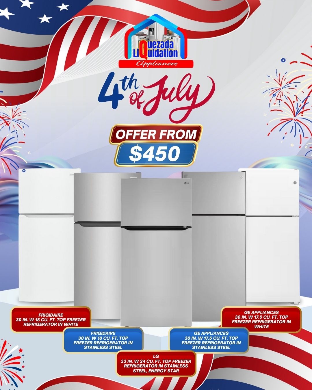 Refrigerators Top Freezer In Stainless Steel & White